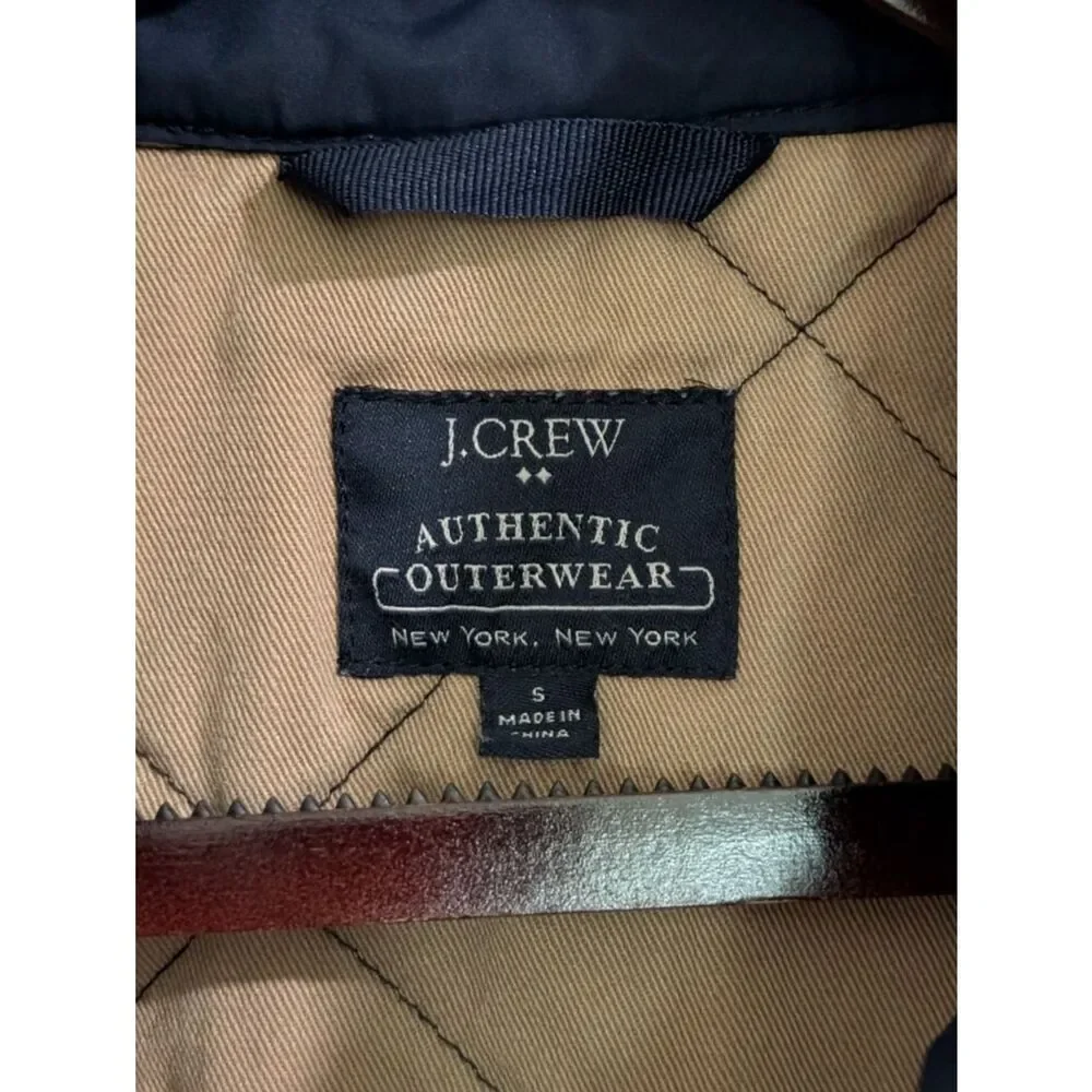 J.Crew Men's Authentic Outerwear Quilted Sussex Vest - Navy Blue & Tan Size S